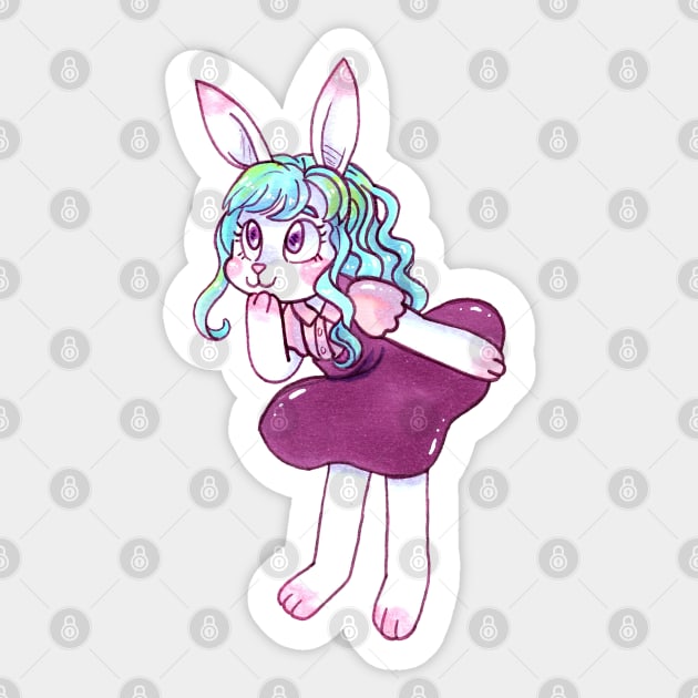 Cute Bunny Sticker by LittleGreenHat